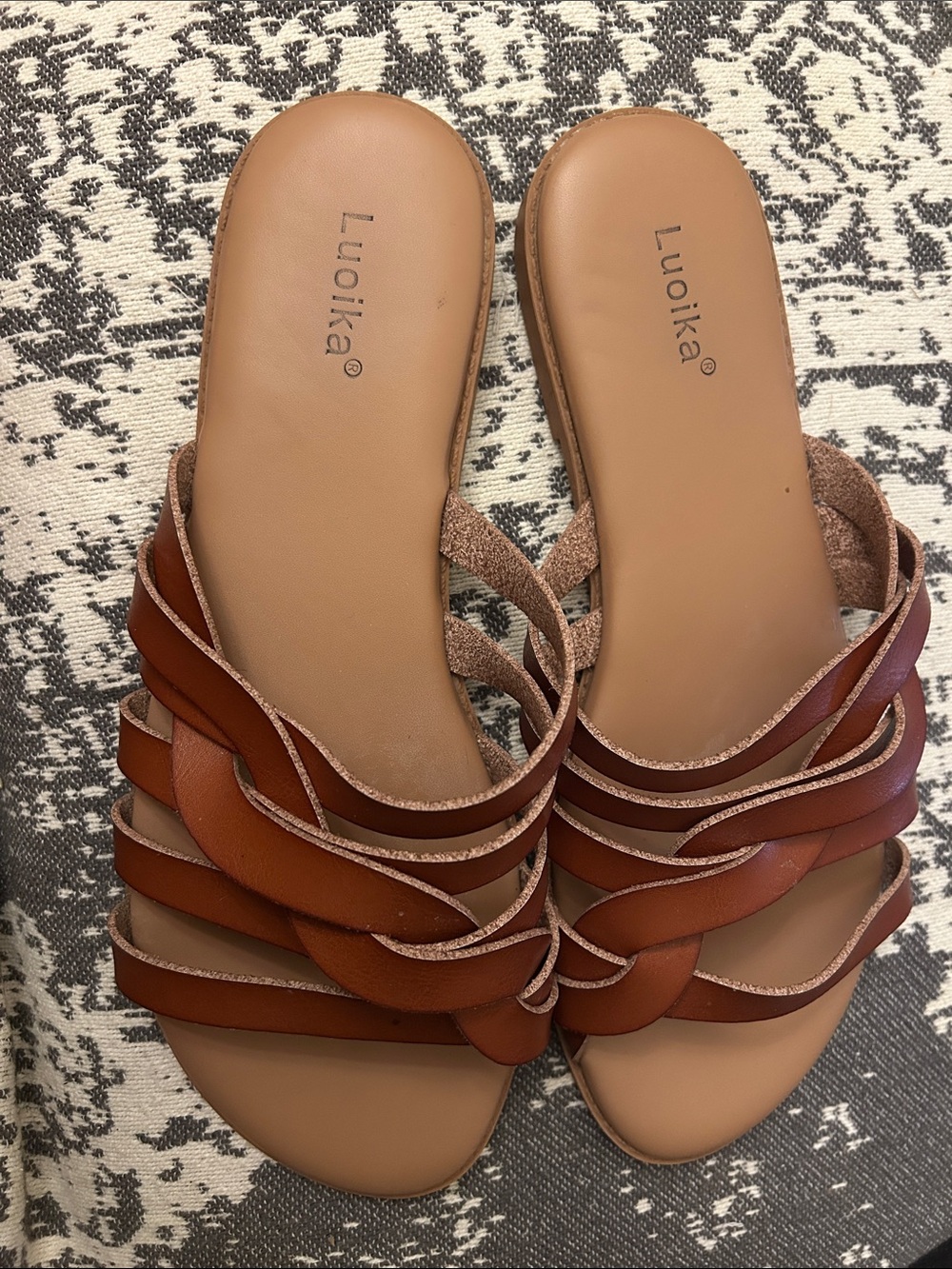 Luoika  Braided Tan Slide Sandals size 10.5 GUC